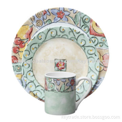 Fine Porcelain 16-piece Dinnerware Set in Round Shape, with Decal, Customized Designs Accepted
